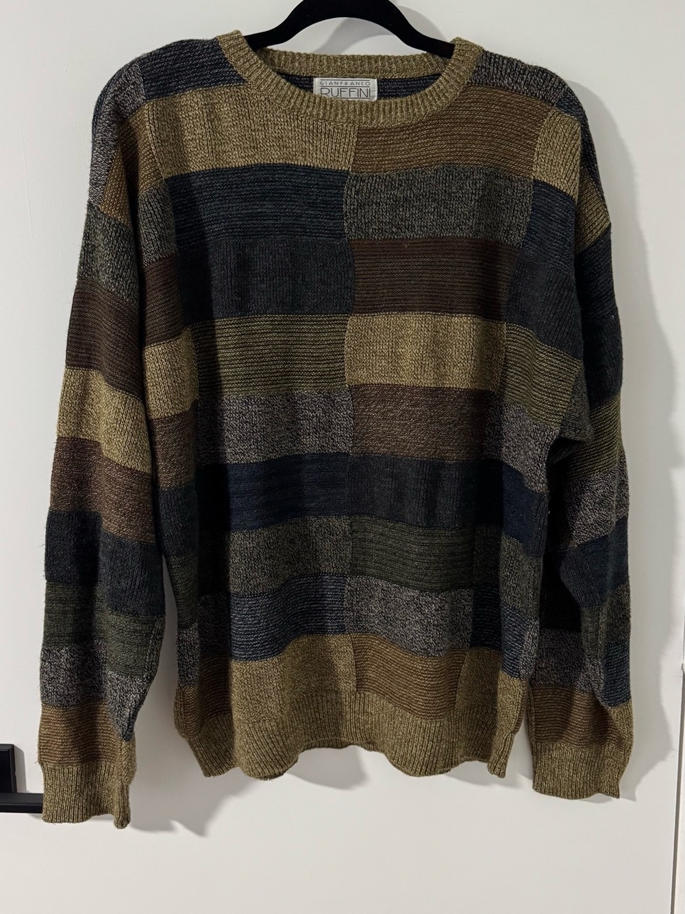 Gianfranco Ruffini mens M vintage 3D knit Cosby sweater grandpa relaxed retro